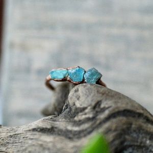 Triple apatite electroformed ring size 7